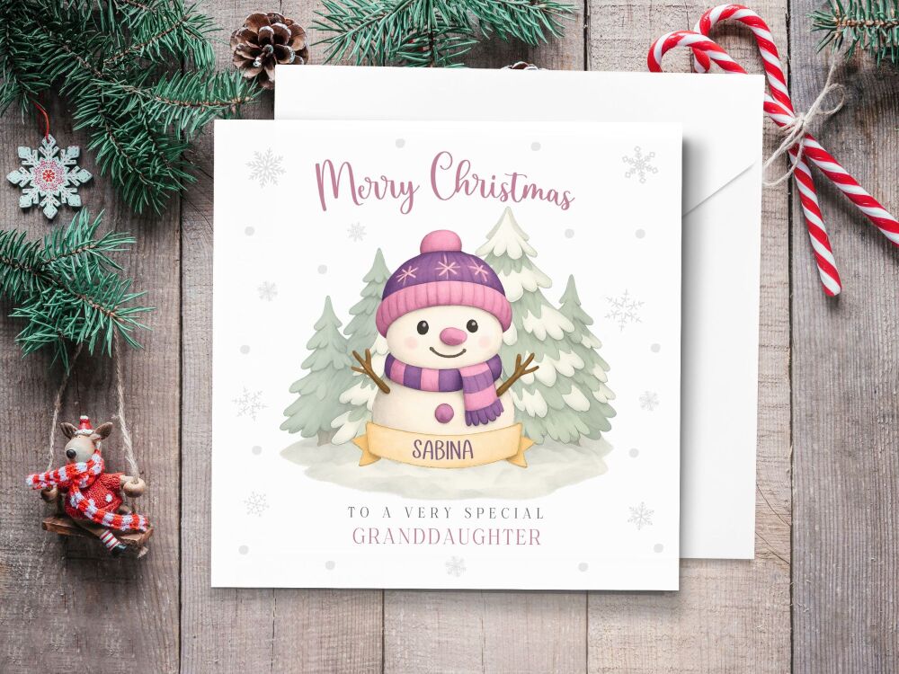 Snow Girl Personalised Christmas Card