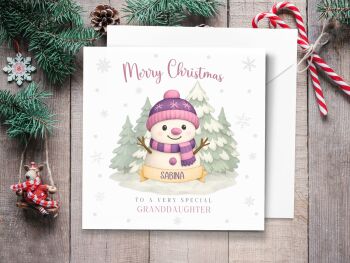 Snow Girl Personalised Christmas Card