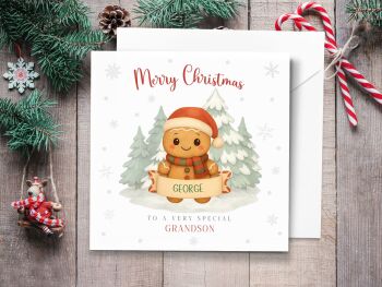 Gingerbread Boy Character Personalised Christmas Card