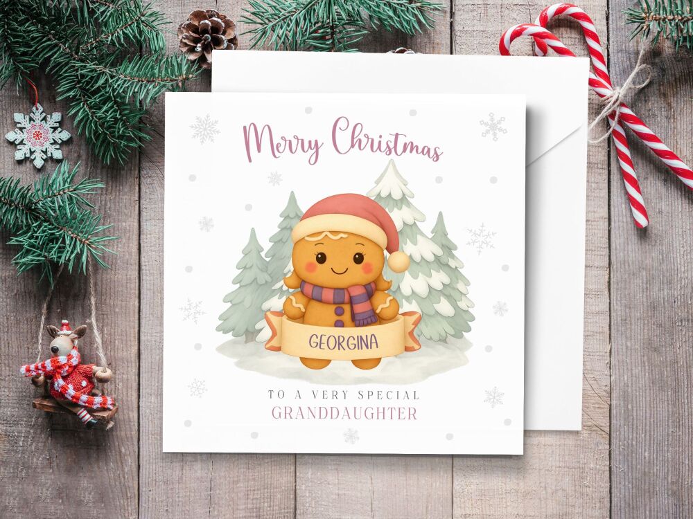 Gingerbread Girl Personalised Christmas Card