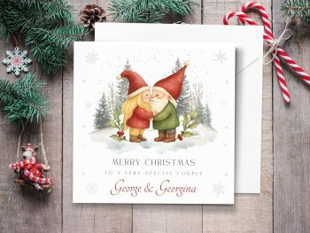 Cute Gnomes - Personalised Couples Christmas Card