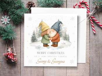 Loving Gnomes - Personalised Couples Christmas Card