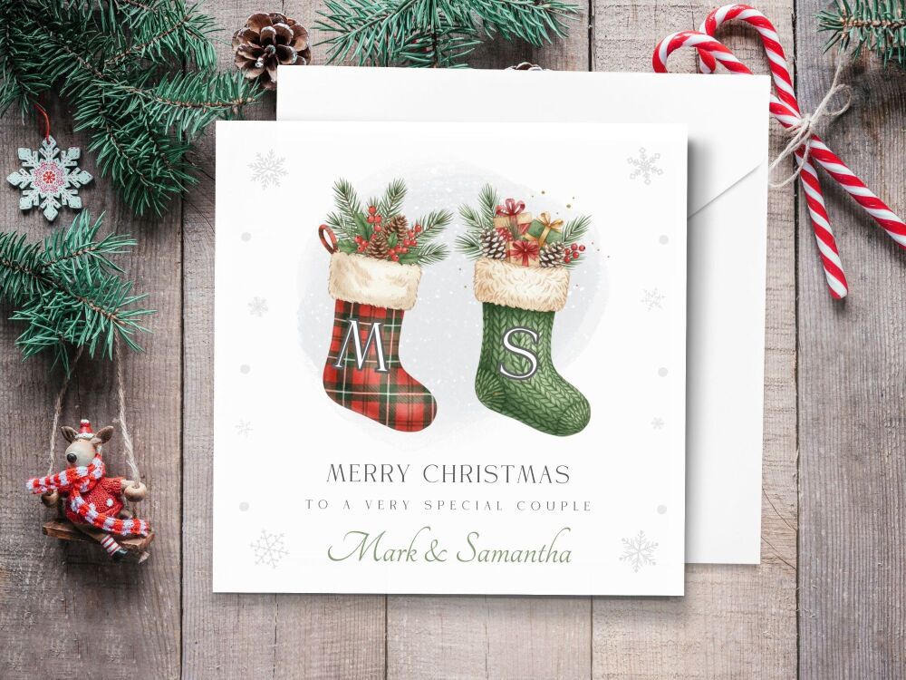 Stocking with Initials - Personalised Couples Christmas Card