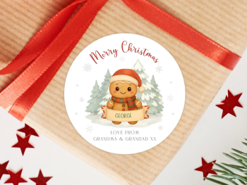 Gingerbread Boy Character Personalised Christmas Stickers