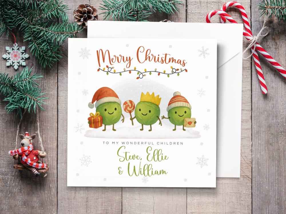 Cute Sprouts Personalised Children's Christmas Card