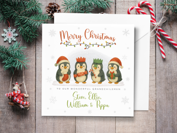Penguins Personalised Children's Christmas Card