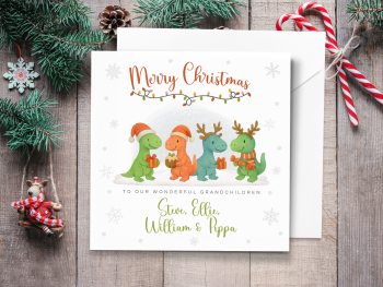 Dinosaurs Personalised Children's Christmas Card