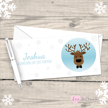 Reindeer Boy Personalised Christmas Money / Gift Wallet