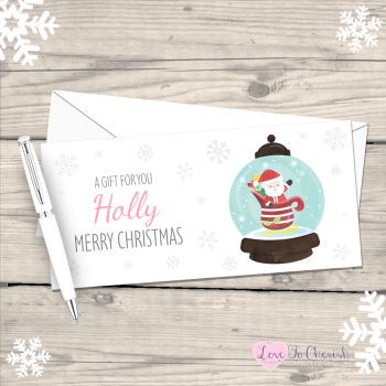 Santa Snowglobe Personalised Christmas Money / Gift Wallet