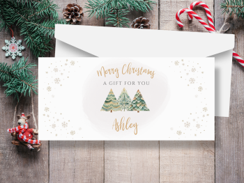 Gold Trees Personalised Christmas Money / Gift Wallet
