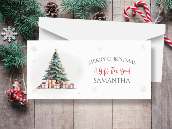 Red Christmas Tree Personalised Money / Gift Wallet