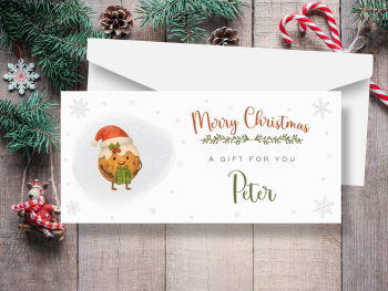 Christmas Pudding Character Personalised Money / Gift Wallet