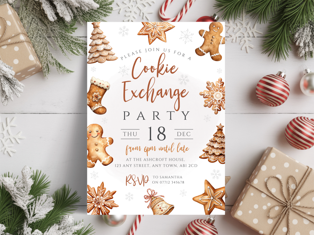 Cookie Exchange Christmas Party Invitations<br>DIGITAL or PRINTED