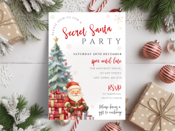 Secret Santa Gift Exchange Christmas Party InvitationsDIGITAL or PRINTED