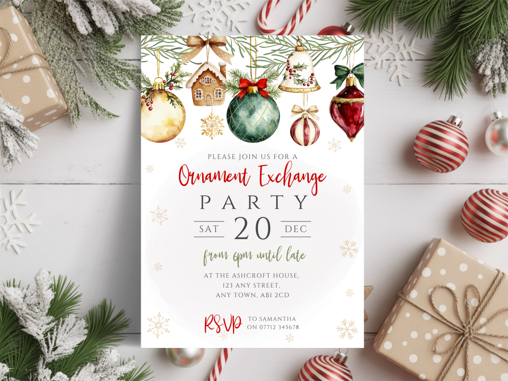 Christmas Ornament Exchange Party InvitesDIGITAL or PRINTED