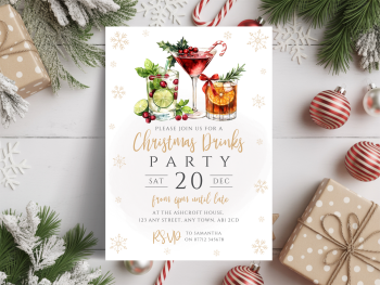 Christmas Drinks Party InvitationsDIGITAL or PRINTED
