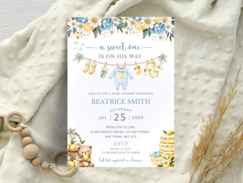 A Sweet One Is On His Way - Boy's Citrus Lemon Theme Baby Shower Personalised Invitations from &pound;4.45