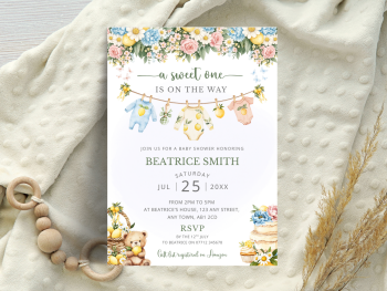 A Sweet One Is On The Way - Citrus Lemon Theme Baby Shower Personalised Invitations from &pound;4.45