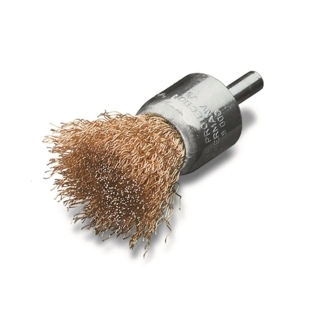 <!-- 012 -->Brass Wire End Brush 30mm with 6mm Arbor
