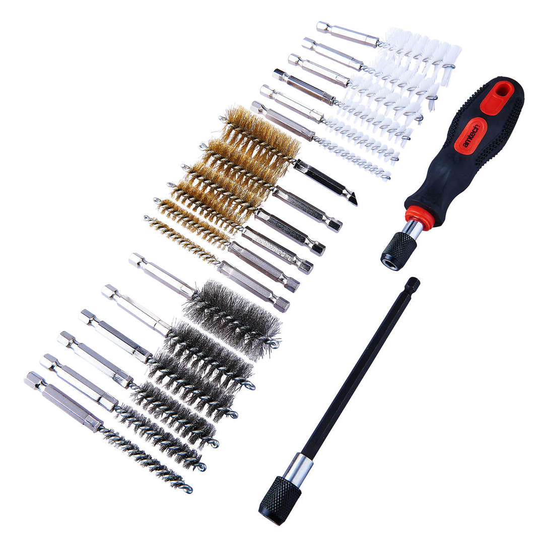 20 Pce Interior Wire Brush & Extension Handle Set