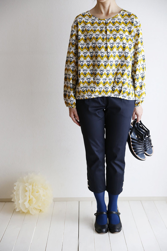 Echino Japan Decoro cotton sateen stags on mustard 
