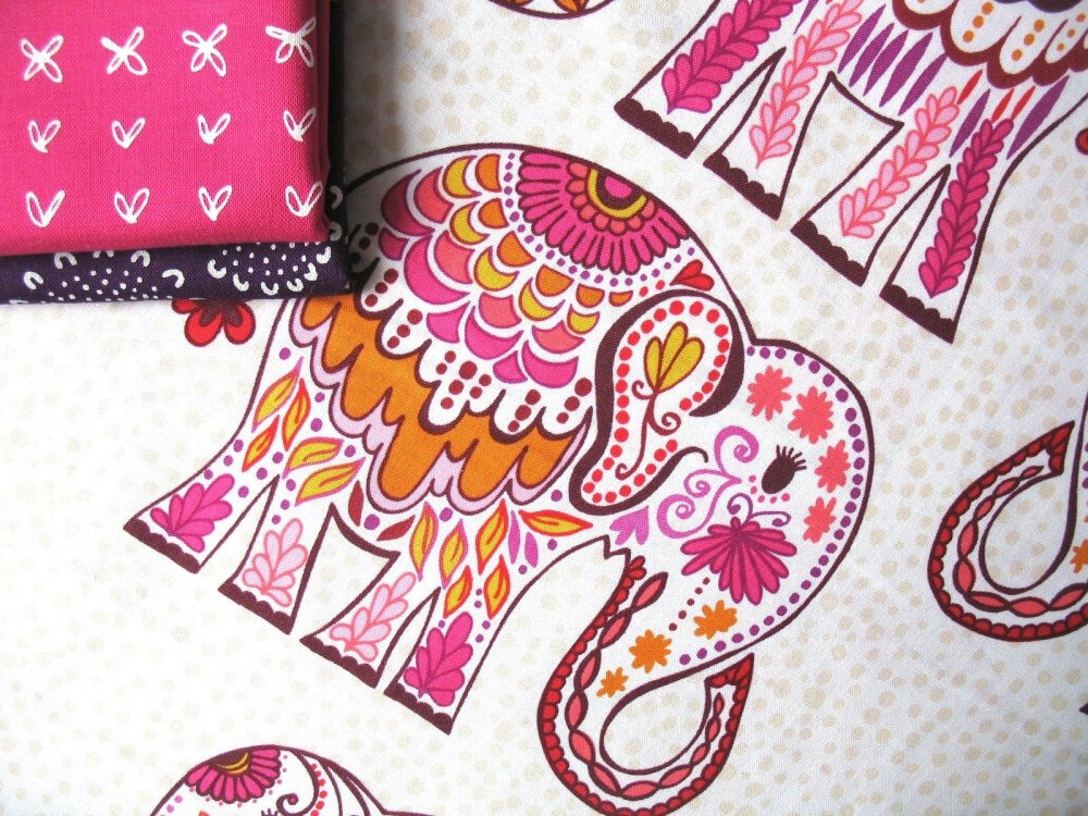 Valori Wells Jules & Indigo Elephant on pomegranate Pink 