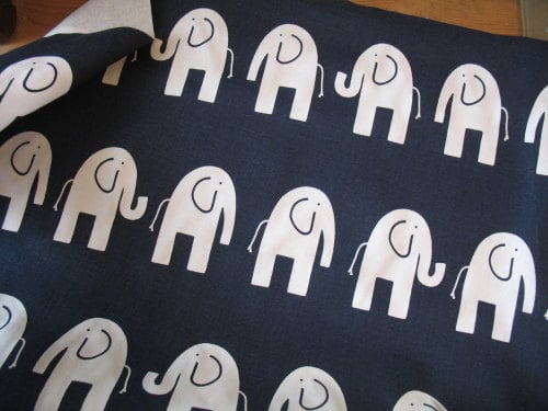 Premier Prints elephants on navy - light upholstery