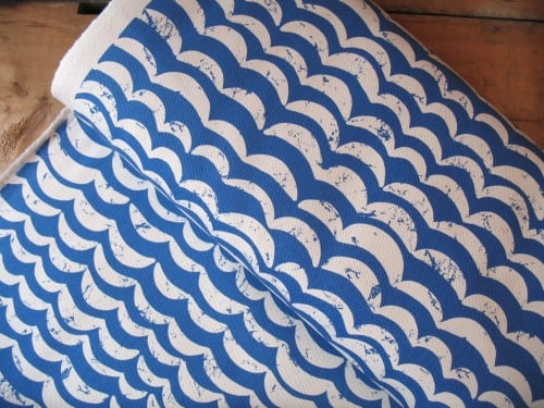 Kokka Japanese Atlantic wave in blue canvas weight 