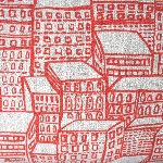 Hokkah Japanese London flats on red barkcloth 