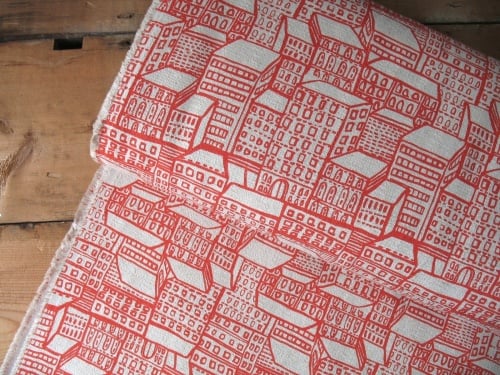 Hokkah Japanese London flats on red barkcloth