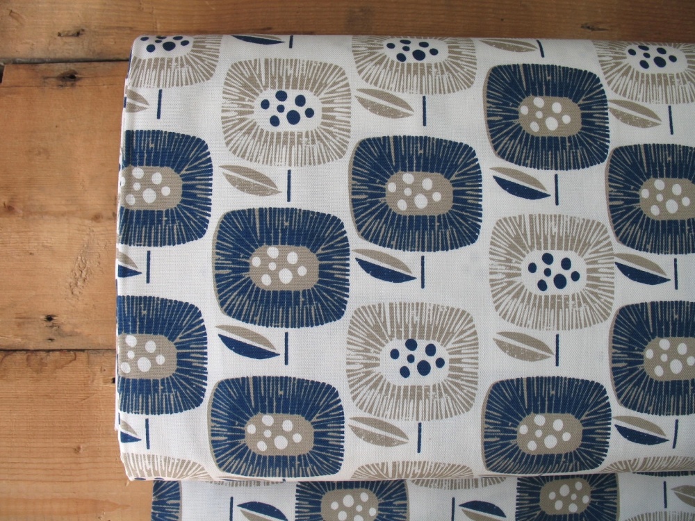 Cloud 9 Around the block - block blooms in navy CANVAS