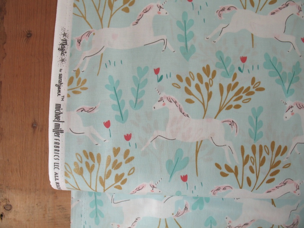 Last One -Sarah Jane Designs MAGIC Unicorn forest in blue with Metallic
