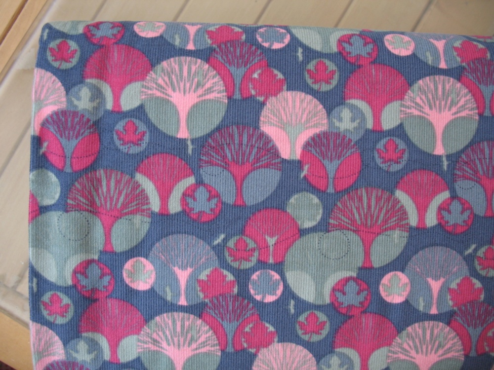 BOLT - END Dutch baby corduroy  abstract Scandi forest in reds