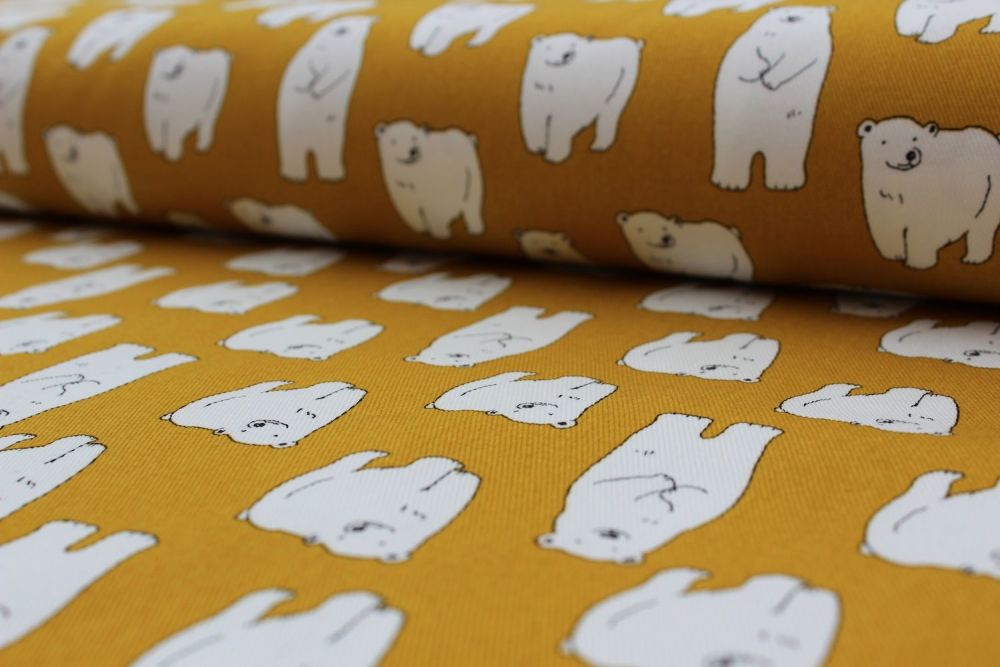 Wandering bears on yellow  heavier cotton 