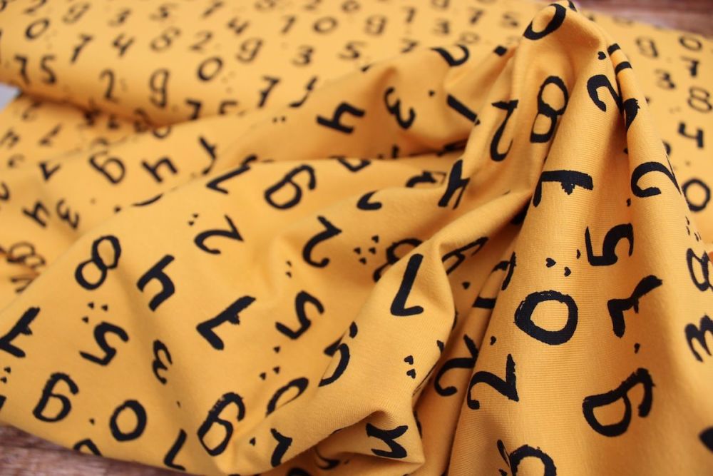 Dutch JERSEY scattered numbers on mustard 