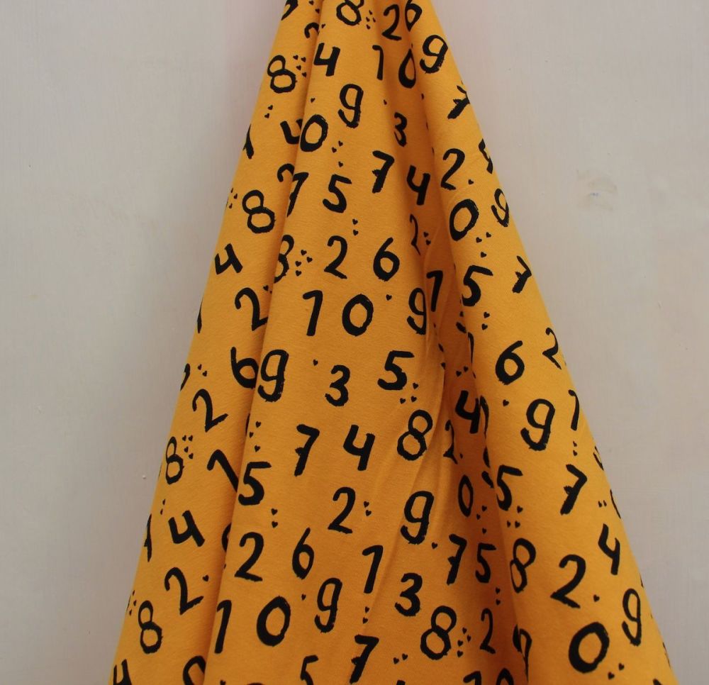 Dutch JERSEY scattered numbers on mustard 
