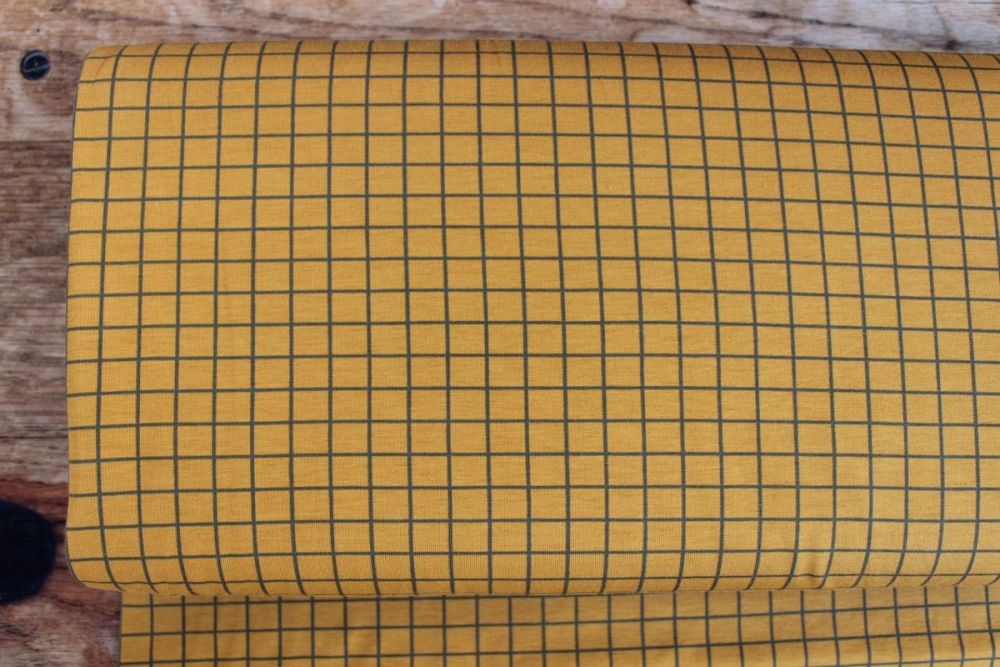 Dutch JERSEY Graphic squares on mustard
