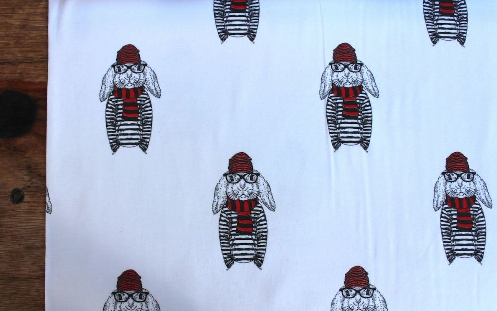 Dutch JERSEY geeky hare on white