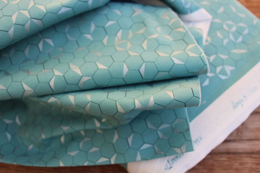 Last One - Jennifer Sampou Shimmer on - Hexagon in teal - pearlised