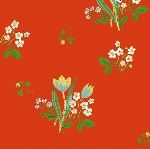 Heather Ross Kinder spring blooms on red