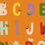 BOLT END - Heather Ross Kinder alphabet on orange