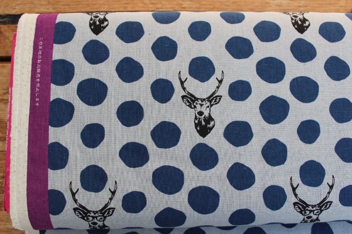 Echino Japan Samber blue dots on grey