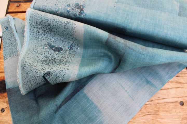 Nani Iro wild flower blue linen