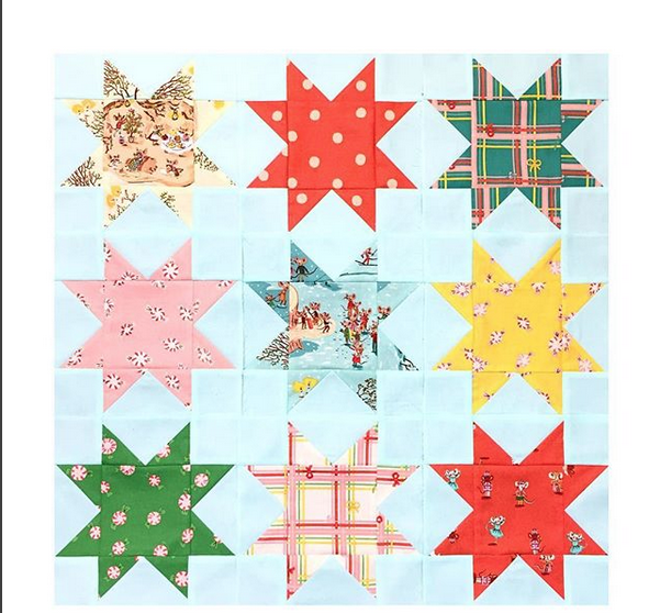 BOLT END- Heather Ross Sugarplum Spot on red