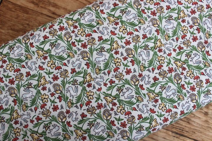 Freespirit fabrics Miss Mustard Seed - Bunnies, Birds & Blooms - Wild Hare - 