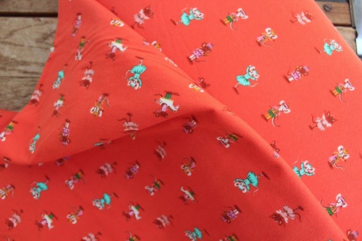 Heather Ross Sugarplum nutcracker on red FLANNEL