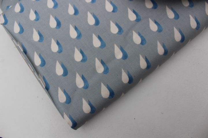 Cotton and Steel Panorama raindrops in blue