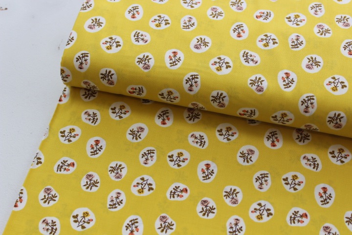 Heather Ross 20th Anniversary roses on yellow