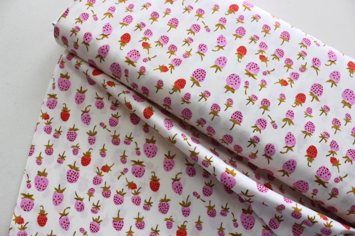 Last ones in stock- Heather Ross 20th Anniversary strawberries in pink