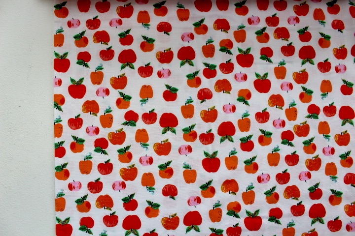 BOLT END - Heather Ross 20th Anniversary apples in orange